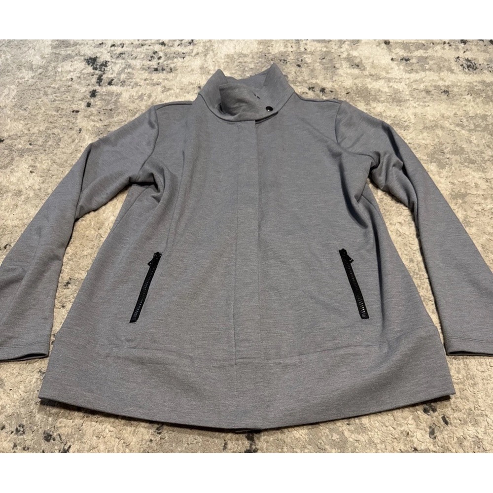 LOGO Lounge by Lori Goldstein gray Full Zip Jacket Womens Sz Medium